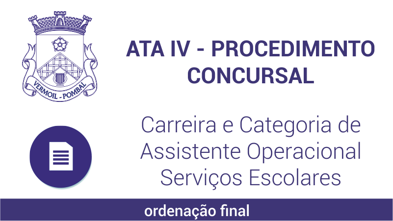 Ata IV – Procedimento Concursal – Carreira e Categoria de Assistente Operacional – Serviços Escolares -ordenação final